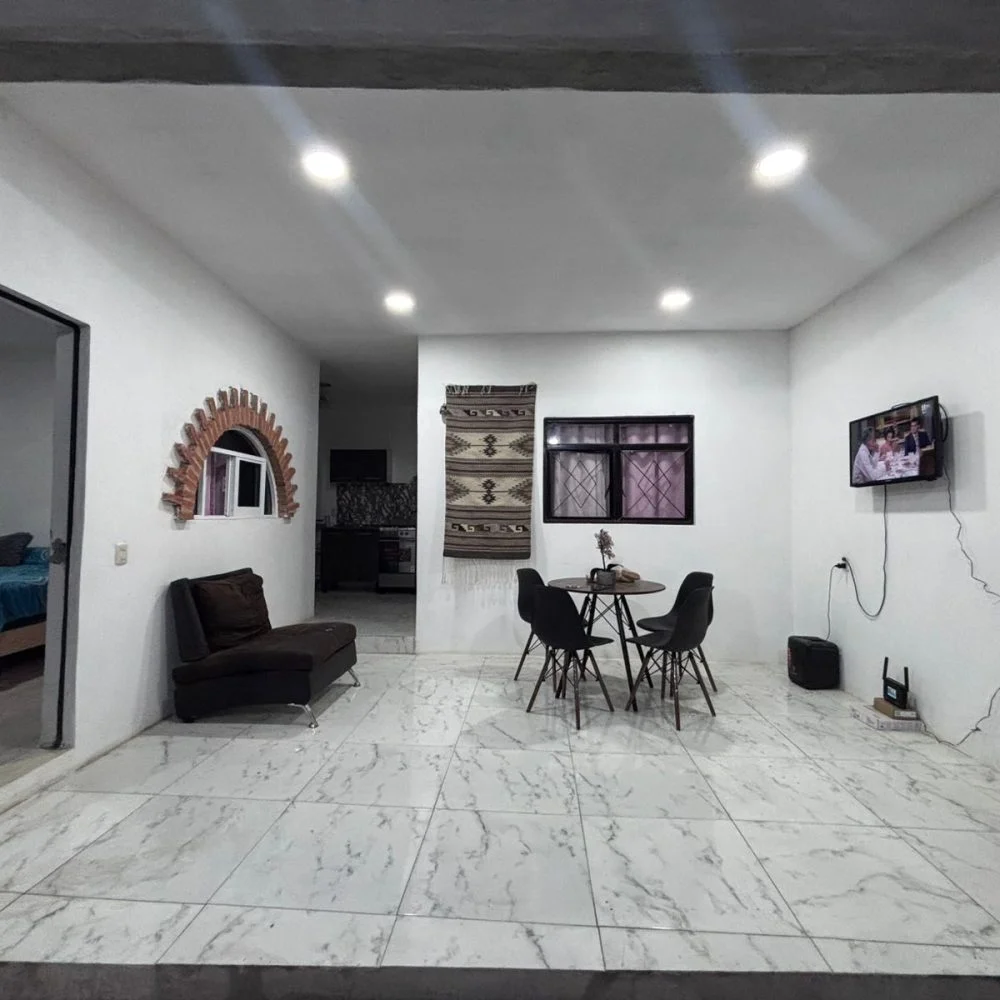 Living room of the accommodation available in Oaxaca